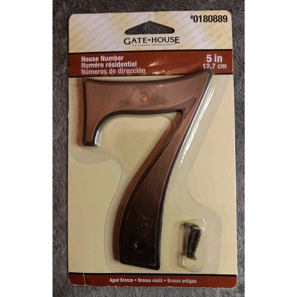 Gatehouse house number 7 AGED BRONZE 5" House Number